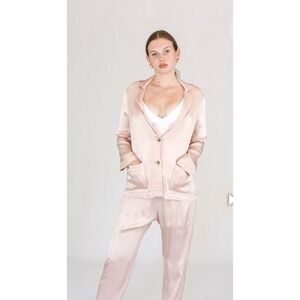 XIRENA Jules Satin Jacket Rose Quartz Pink Small 100% Rayon Made in USA